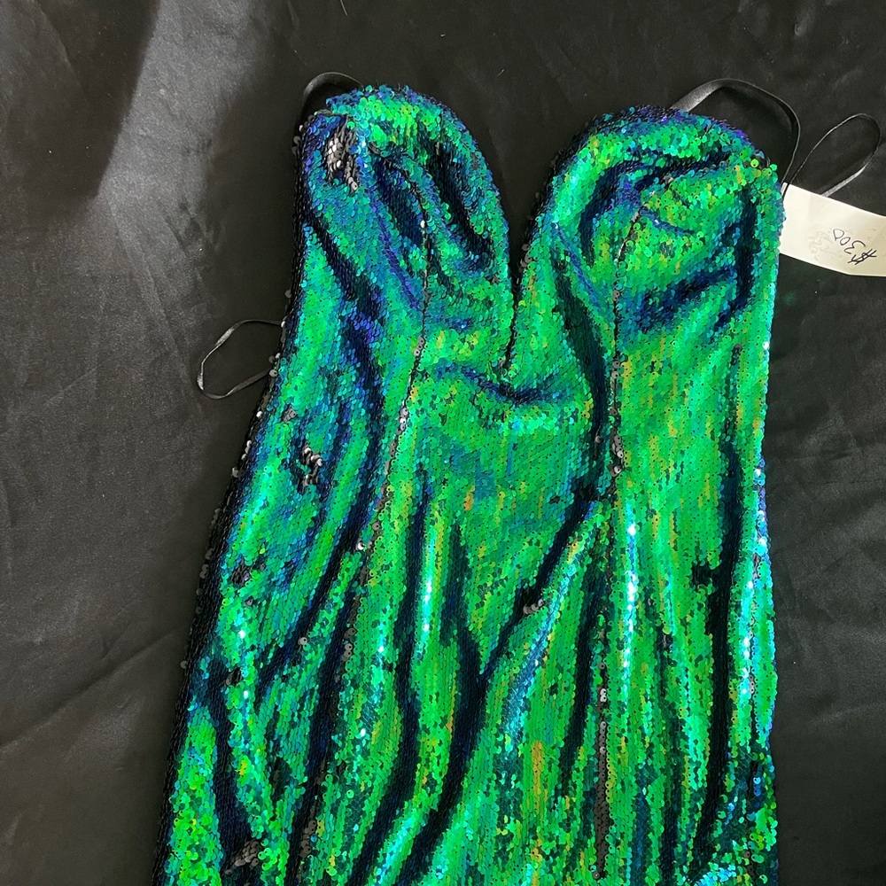 Green sequin dress